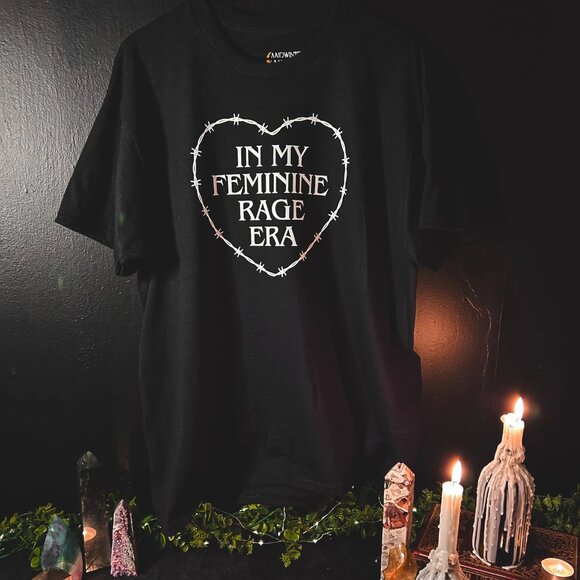 t-shirt tee shirt "I'm in my feminine rage era" unisex small feminist punk goth - Picture 3 of 6